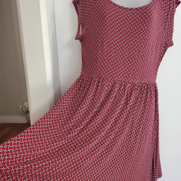 George Swingy Patterned Brick Red Dress fits Sz L 37/38 bust - Picture 4 of 5